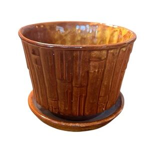 Vintage McCoy Bamboo Planter
Pot with Saucer | USA 0375 | 7.5”